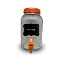 Suqueira de vidro capacidade de 3 litros cor laranja - PFS