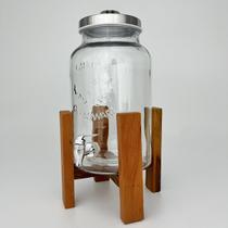 Suqueira de vidro com suporte de madeira de demolição 5.5L