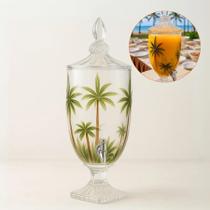 Suqueira de Vidro Cristal 4,5L Palm Tree Dispenser de Bebidas e Água Saborizada