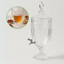Suqueira De Vidro Tipo Cristal 3 Litros Com Torneira Dispenser Elegante Para Suco, Água Aromatizada E Bebidas Em Festas, Eventos E Decoração De Mesa
