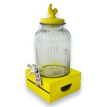 Suqueira Dispenser de Bebidas Vidro 3L Amarelo Farmhouse