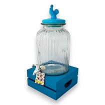 Suqueira Dispenser de Bebidas Vidro 3L Azul Farmhouse Rustic