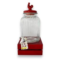 Suqueira Dispenser de Bebidas Vidro 3L Vermelho Farmhouse