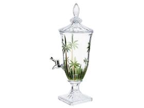 Suqueira Dispenser Para Bebida de Cristal Com Pé e Tampa Palm Tree 2 Litros - Wolff Suqueira Dispenser Para Bebida de Cristal Com Pé e Tampa Palm Tree 2 Litros - Wolff