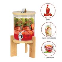 Suqueira em Vidro com Suporte e Tampa Bambú 2,5Lts Mattine - Lhermitage Suqueira em Vidro com Suporte e Tampa Bambú 2,5Lts Mattine - Lhermitage