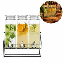 Suqueira Tripla Cristal Prime 3 Dispenser 2,2L Vidro com Suporte para Servir Bebidas Transparente Suqueira Tripla Cristal Prime 3 Dispenser 2,2L Vidro com Suporte para Servir Bebidas Transparente