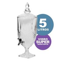 Suqueira Vidro Luxo 5l Suco Água Drink Diamante C/ Torneira - Casamiga