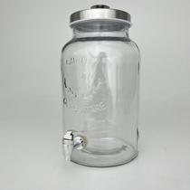 Suqueira Vidro Transparente Vintage c/ Tampa e Torneira 5,5 L - In Casa