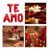 Surpresa Romântica 300 Pétalas 10 Velas 10 Balão + Te Amo