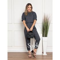 SUSEK MODAS Conjunto Calça E Cropped Linho 8420