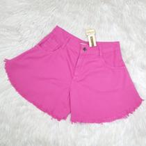 SUSEK MODAS Short Jeans Feminino Cintura Alta Tingido Detalhes Coloridos 9224