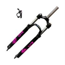 Suspensão Bike MTB 100mm Aro 19 Masterschock MT-20 32mm Ahead Set Trava no Guidão e Freio a Disco Rosa