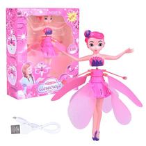 Suspensão de indução Flying Fairy Doll Gesture rosa com USB