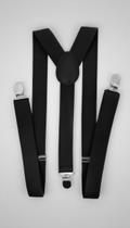 Suspensório Adulto Largo 2,5cm Couro Preto