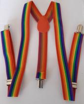 Suspensório Ajustável Listrado Arco-íris - Lgbt Gay Cosplay