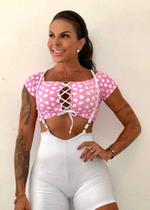 Suspensório Branco com Top Ombro a Ombro Rosa de Coração Branco com Zero Transparência