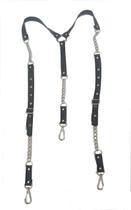 Suspensório Com Correntes Preto Su028 Couro Legítimo