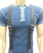 Suspensório de couro Largo Preto SU026