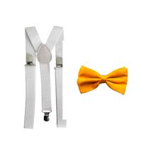 Suspensório + Gravata Borboleta Amarelo Adulto Carnaval
