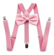 Suspensório + Gravata Borboleta Infantil Adulto Unissex