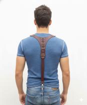 Suspensório Leather Amarras Marrom SU029M Couro Legítimo