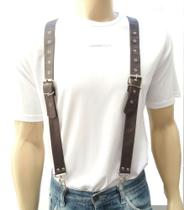 Suspensório Leather Largo Marrom