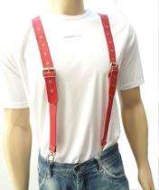 Suspensorio Leather Largo Vermelho SU026V Couro Legítimo