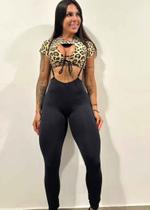 Suspensório Longo com Top Animal Print e Zero Transparência Suspensório Longo com Top Animal Print e Zero Transparência
