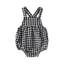 Suspensórios bebê meninos sem mangas verão xadrez verde macacão japão e coreano streetwear)