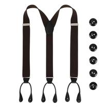 Suspensórios de botão LEHOMU ajustáveis de 3,5 cm de largura para homens marrons Suspensórios de botão LEHOMU ajustáveis de 3,5 cm de largura para homens marrons