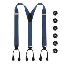 Suspensórios de botão LEHOMU masculinos ajustáveis com 3,5 cm de largura, azul escuro