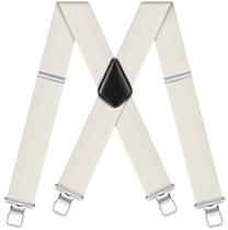 Suspensórios masculinos pesados brancos de 2 polegadas de largura, estilo X Suspensórios masculinos pesados brancos de 2 polegadas de largura, estilo X