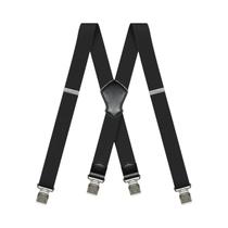 Suspensórios Masculinos Pretos Reforçados De 1,6 Polegadas De Largura, Elásticos E Ajustáveis Com