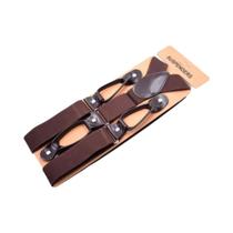 Suspensórios Unissex Vintage Ajustáveis Com Elástico E Detalhes Em Couro, Fecho De Botão, Modelo Y