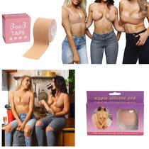 Sutiã Adesivo de Fita Boob Tape Push Up Levanta e Modela + Protetor de Mamilos em Silicone