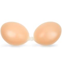 Sutiã Adesivo Sem Alças Invisível Push-Up Reutilizável de Silicone para Vestido Feminino, Sem Costas e Cor de Pele