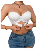 Sutiã Bandeau MakeMeChic feminino com fecho frontal branco 36D Sutiã Bandeau MakeMeChic feminino com fecho frontal branco 36D
