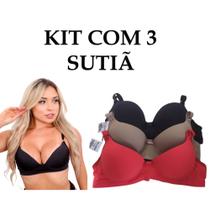 Sutiã Básico Kit c/3 Reforçado de Microfibra Com Bojo - Lingerie