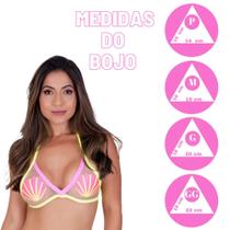 Sutiã Biquini Tule Asa Delta Bordado Moda Crochê Concha Rosa