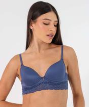 Sutiã Bra Top Recorte Renda Bojo Marisa Azul-71076 Sutiã Bra Top Recorte Renda Bojo Marisa Azul-71076