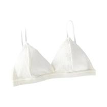 Sutiã Bralette Feminino De Algodão Com Bojo Triangular Canelado, Sem Aro, Costas Baixas, Lingerie