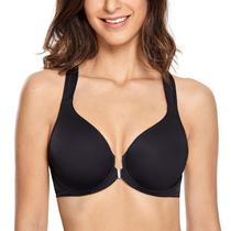 Sutiã CALVENA Racerback com fecho frontal, cobertura total, 36B, preto