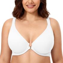 Sutiã CALVENA Racerback com fecho frontal, cobertura total, 36C, branco