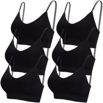 Sutiã cami acolchoado Bralette BQTQ com decote em V, pacote com 6 unidades, preto, tamanho L