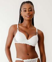 Sutiã Com Base E Bojo Recorte Renda Marisa Branco-68153 Sutiã Com Base E Bojo Recorte Renda Marisa Branco-68153