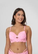 Sutiã com Bojo de Microfibra com Renda e Vazado na Frente