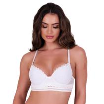 Sutiã com Bojo de Renda Elástico Alça Fina Jéssica