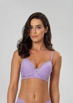 Sutiã com Bojo e Aro Inteiriço de Renda e Microfibra