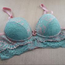 Sutiã com bojo renda bicolor sensual