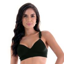 Sutiã Comfort Alças Largas e Reguláveis com Bojo sem Costura Preto Zee Rucci